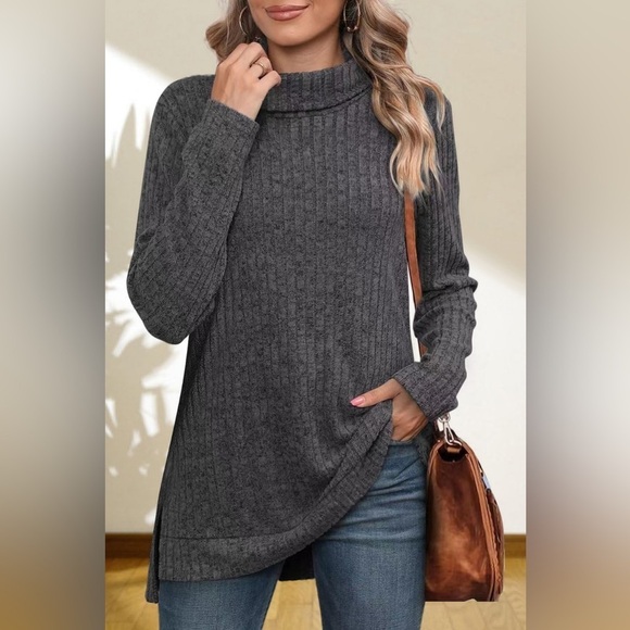 Gentle Slope High Low Thick Turtleneck Sweater - Picture 3 of 5